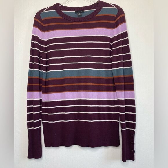 Halogen Freya Striped Multicolor Sweater Size Small Purple Burgundy - Picture 1 of 6